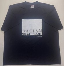 Camiseta Negra Vintage Años 90 Racismo Just Undo It 2XL XXL Derechos Civiles Anti-Klan