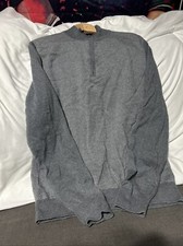 men's saks 5th avenue 100 Merino Wool grey Quarter Zip Sweater