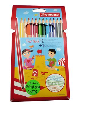 Stabilo  Trio  thick 12 dicke dreikant Buntstifte + 1 Dreikant Bleistift Gratis