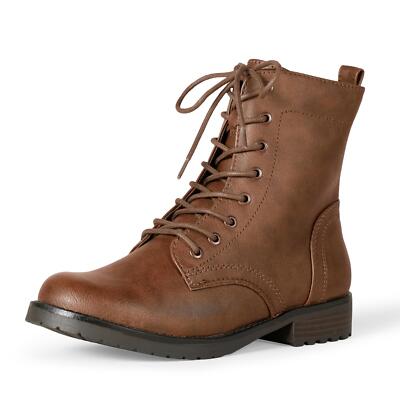 Amazon Essentials Women's Lace-Up Combat Boot, Cognac,