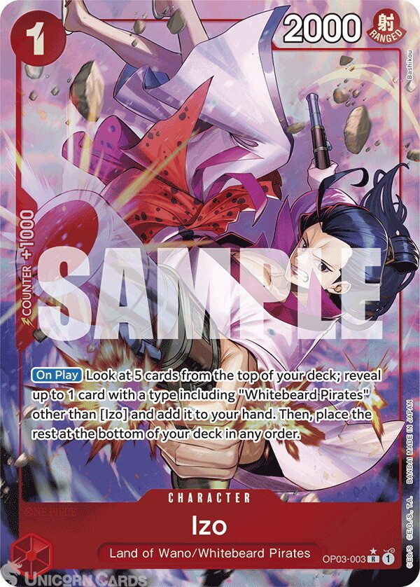 OP03-003 Izo : Rare Alt Art 2 English One Piece TCG Card : PRB01: One Piece Card