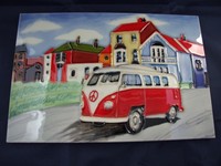 Ceramic Picture Tile Plaque On My Way Vw Campervan 8 X 12 Inches. Ceramic Picture Tile Plaque On My Way Vw Campervan 8 X 12 Inches.