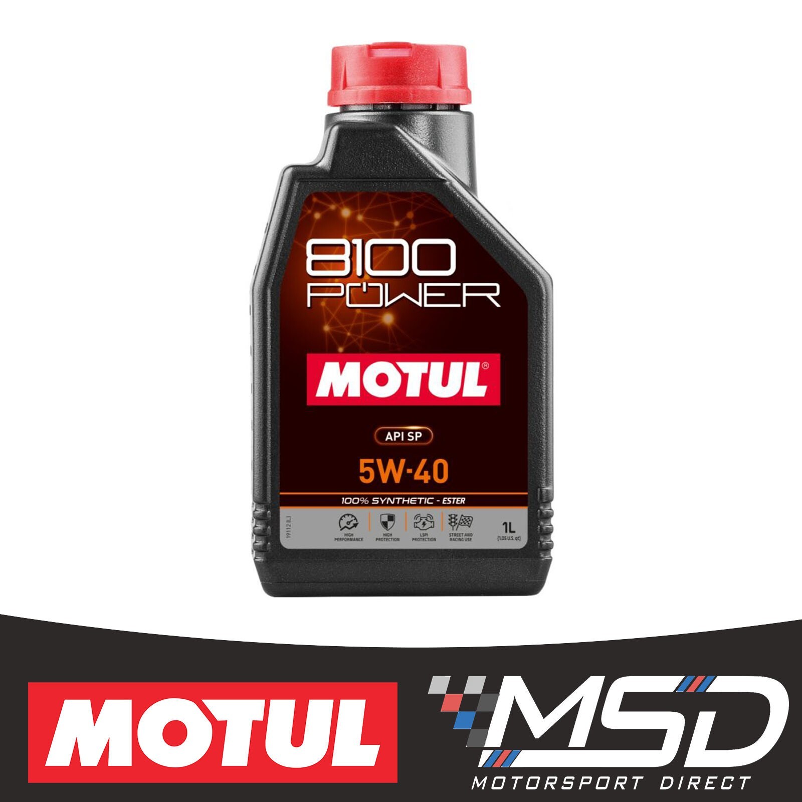 Motul 8100 Power engine 1L oil Fully Synthetic 5W40 API ESTER Technology