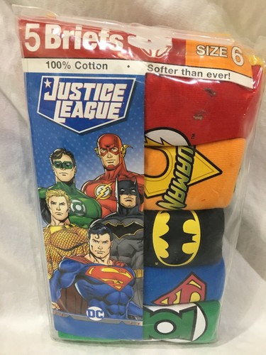 Boys Briefs Justice League 5 pack Size 6 Kids Underwear 100% Cotton New - Picture 1 of 3