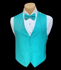 Men's Larr Brio Mermaid Green Tuxedo Vest  Tie Bow or Long Wedding Groom Prom