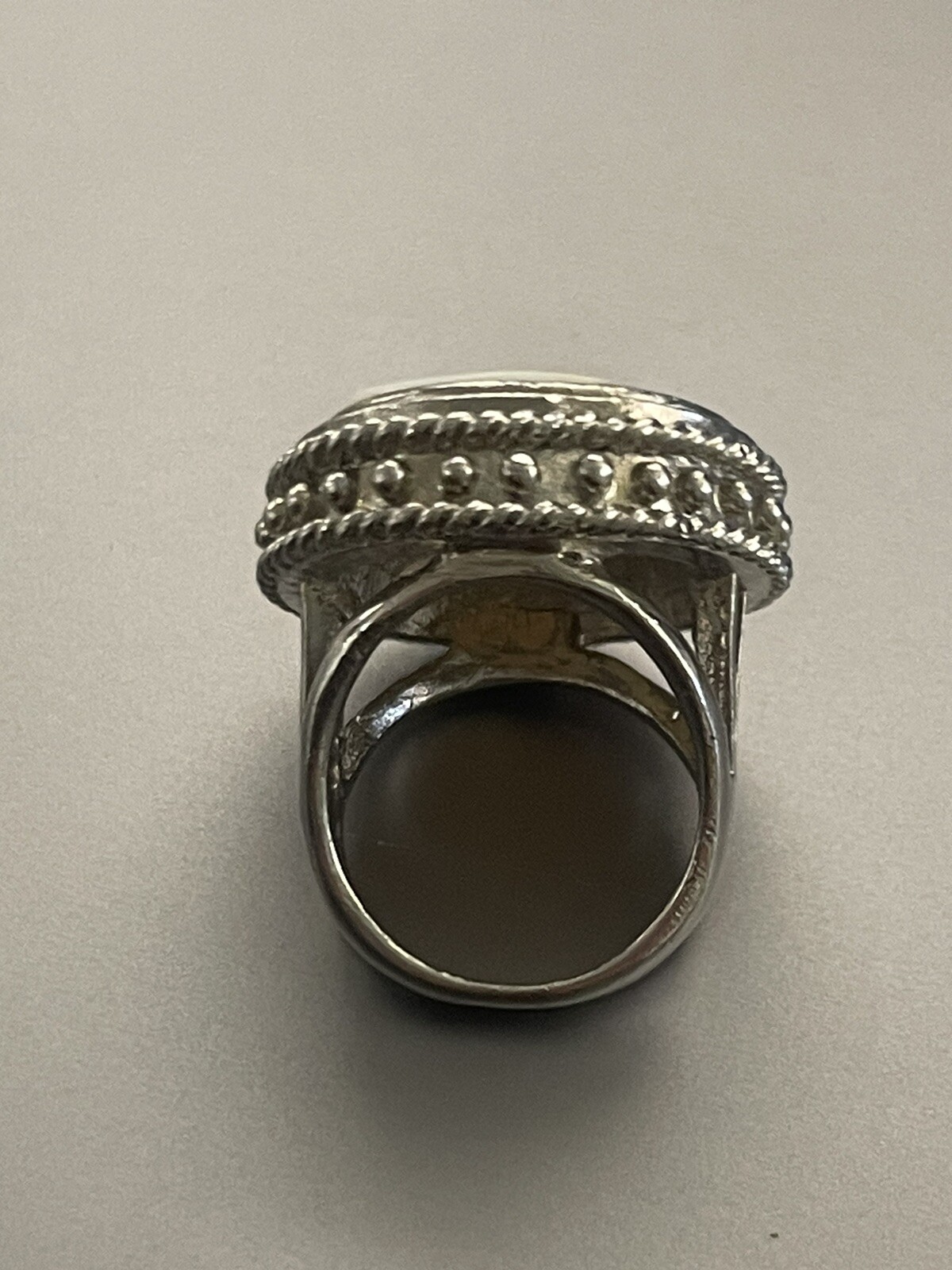 Agate White Gemstone Metal Statement Fashion Ring… - image 3