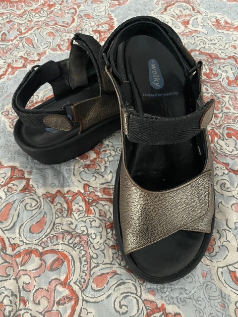 Wolky Jewel Metallic Leather Adjustable Comfort Sandals Women's 39 US 8-81/2 | eBay