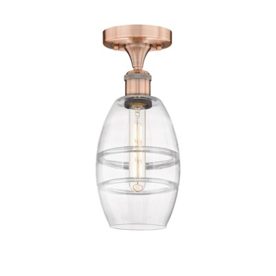 Innovations 616-1F Vaz 1Lt 6'' Semi-Flush, Copper/Clear - 616-1F-AC-G557-6CL