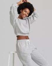 NEW Wild Fable Light Grey Lightweight Semi Cropped Sweatshirt Women's Sz Small