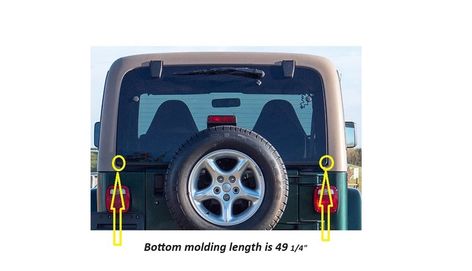 Fits: 1997 to 2002 Jeep Wrangler 2 Door Back Glass Window Heated with Molding - Image 3 of 4