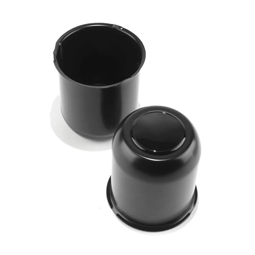 2Pcs 3.74inch Stainless Trailer Wheel Center Caps 3.74" OD 4.33" H Matt Black - Picture 3 of 7
