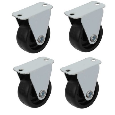 4x 1,25'' Durchmesser Rad starre obere Platte feste Rollrolle Rolle schwarz - neu