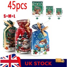 45PCS S/M/L Size Christmas Sacks Party Gift Bags Drawstring Wrap Present Storage