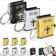 Bible Keychain,Mini Bibles Miniature Real Bible Key Chains Handbag Pendant Xmas