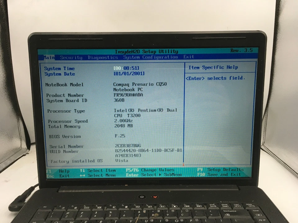 HP COMPAQ PRESARIO CQ50 - BOOTS TO BIOS - INTEL PENTIUM T3200 - 2GB RAM -READ-BB - Image 2 of 4