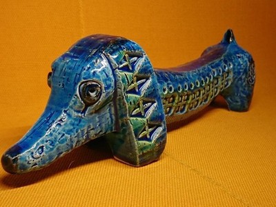 Vintage Flavia Bitossi Rimini Blue Dog Objects Italy Used