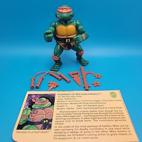 TMNT Michelangelo Soft Head Teenage Mutant Ninja Turtles Figure Complete Vintage