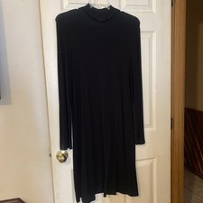 Eileen Fisher Medium T-Shirt Dress Viscose Blend Black Stretch Casual. EUC