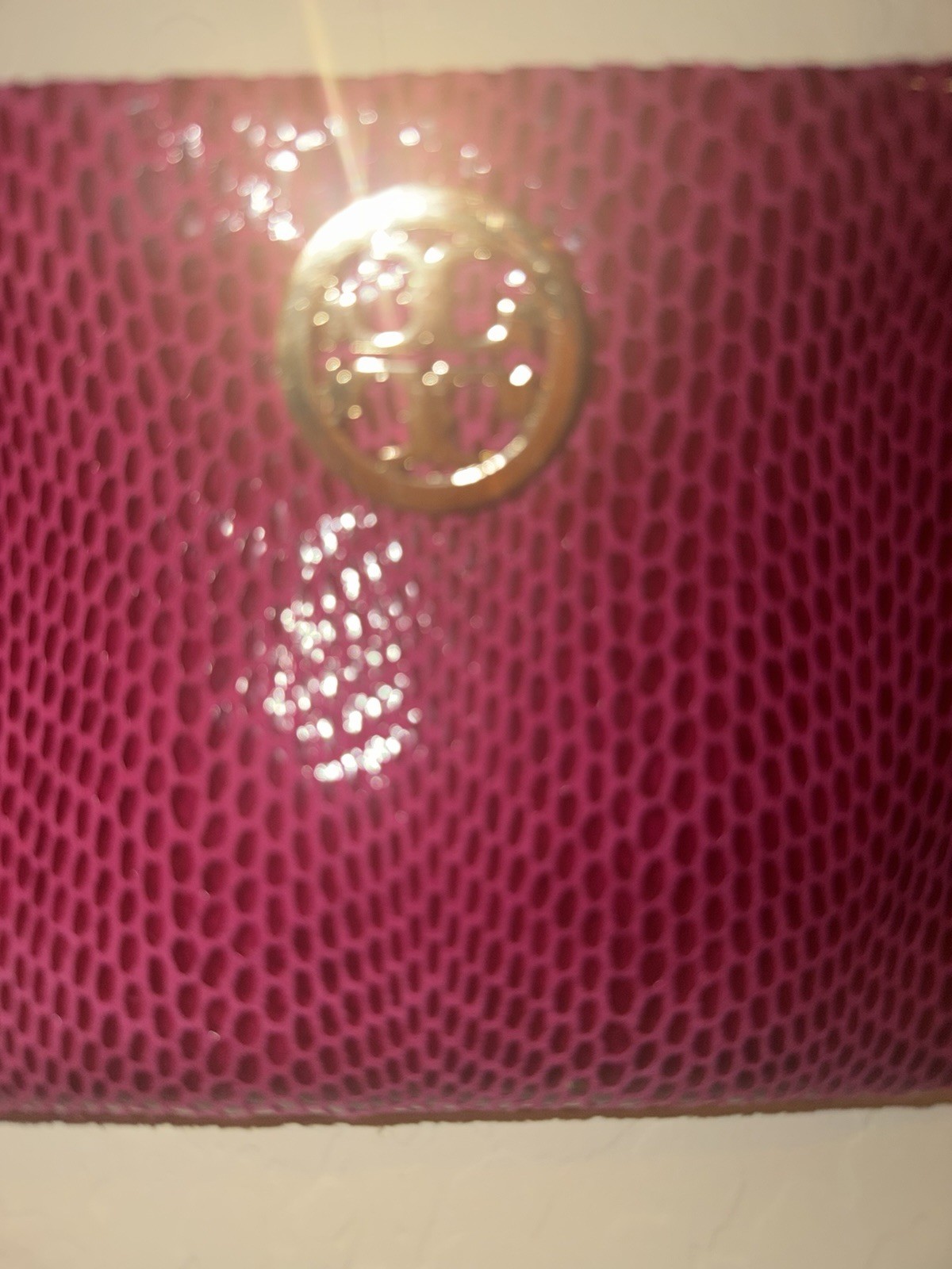 Tory Burch Fuschia Python Print Leather Small Cro… - image 8