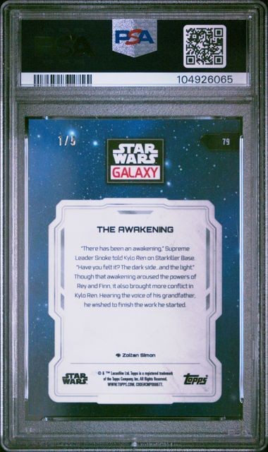 2024 Topps Star Wars Galaxy The Awakening Kylo Ren Red Refractor 1/5 #79 PSA 9 view 2