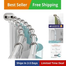 Double Curved Shower Curtain Rod, No Drill, 50-72 Inch Adjustable Tension Cur...