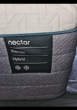 Nectar Premier Hybrid Mattress White Gray Blue Geometric Bedroom