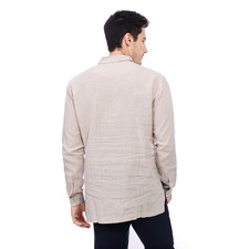 Men  s Linen Long Sleeve Shirt Mandarin Collar Casual Summer Lightweight