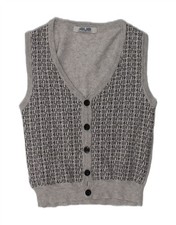 CESARE PACIOTTI Boys Graphic Sleeveless Cardigan Sweater 4-5 Years Grey RU07