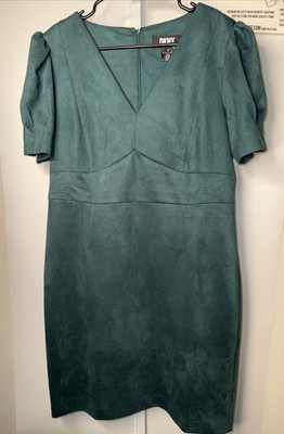 DKNY Puff-Sleeve Sheath Dress Emerald Green Women's Size 16
