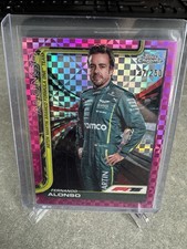 2025 Topps Chrome Formula 1 F1 Fernando Alonso Pink Checker Flag Refractor /250