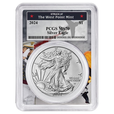 #ad 2024 $1 American Silver Eagle PCGS MS70 West Point Frame $92.95