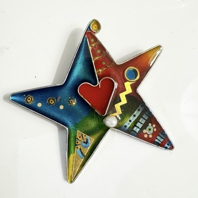 VTG Yossi Steinberg Handmade Brooch Artist Angel Whimsy Star Real Pearl Pin 3 