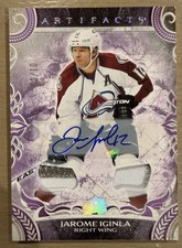 2024-25 UD Artifacts - Legends Jarome Iginla #168 Purple Auto Materials /10