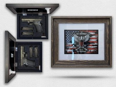 Hidden Storage Photo Frame for Gun and Valuables / *NATURAL WOOD*