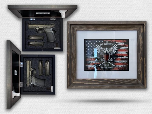 Hidden Storage Photo Frame for Gun and Valuables / *NATURAL WOOD* - Afbeelding 1 van 45
