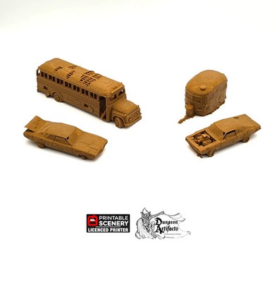 Abandoned Vehicle Set - Brave New Worlds - Printable Scenery Wasteworld Gaslands