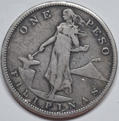 1907 Un Peso U.S. Philippines Ships Free! #70