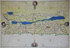 Battista Agnese Portolan Atlas Mappa Targa 16 - Levante e Mediterraneo