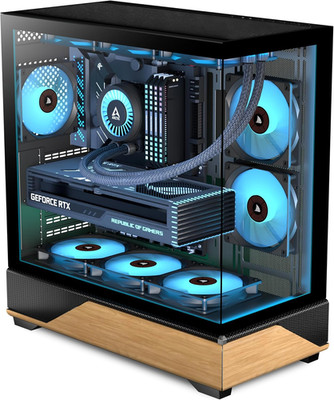 ATX Mid-Tower PC Case, 5 X 120Mm ARGB PWM Fans Pre-Installed, Printed Walnut Woo