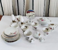 33 Pc. Vintage Moss Rose Japan Porcelain Childs Set