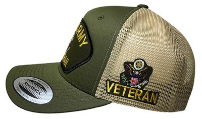 U.S. ARMY VETERAN HAT OLIVE KHAKI MESH US NAVY USA NAVAL MILITARY