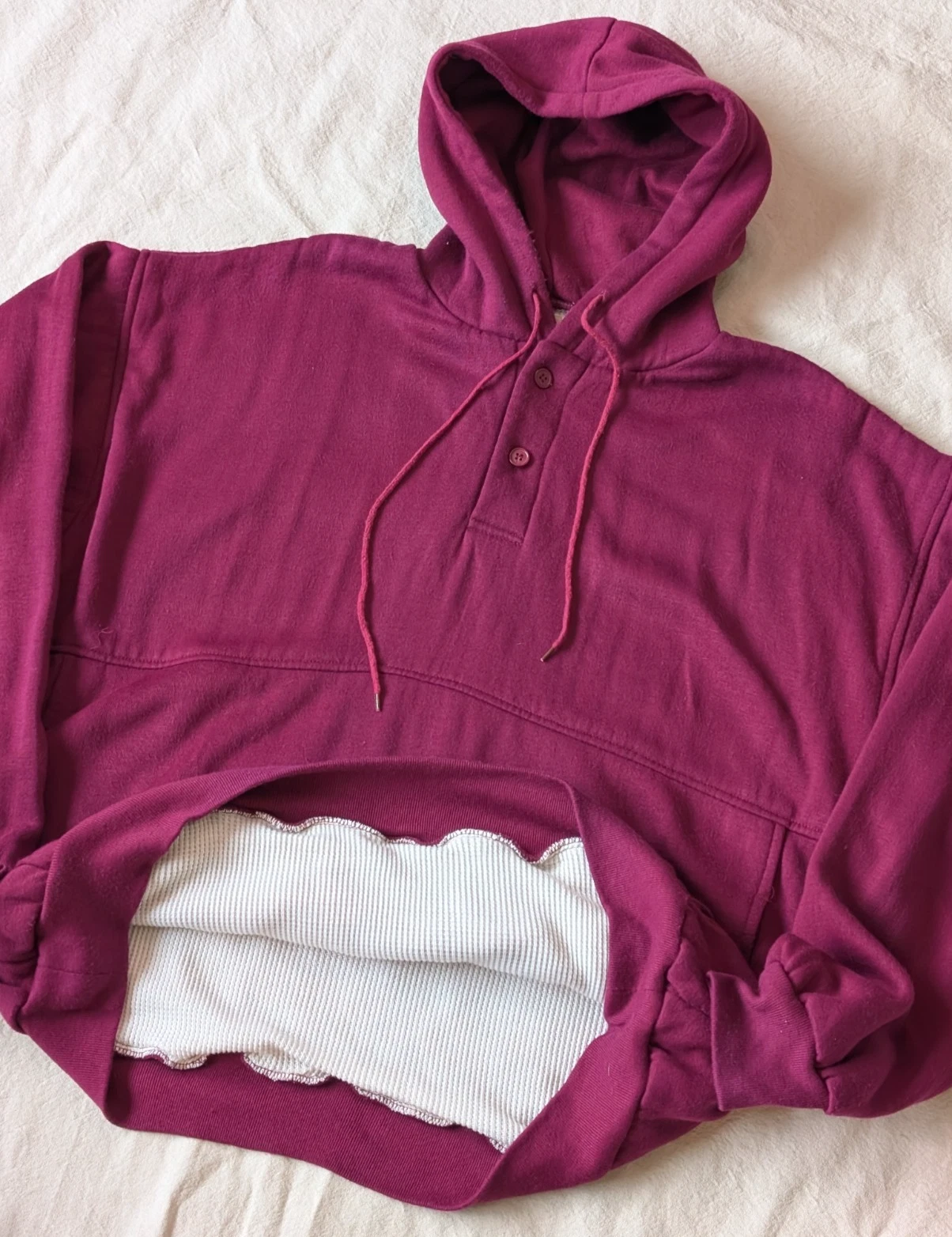 Vintage 90s Thick Thermal Lined Work Hoodie Maroon Northwest Territory XL