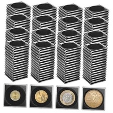 100 Pcs Clear Coin Snap Holders - Plastic Cases with 8 Sizes Adjustable