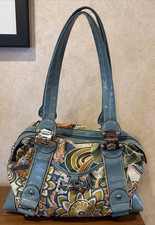 Borsa a tracolla vintage Kathy Van Zeeland interno oro floreale verde acqua - GUARDA!