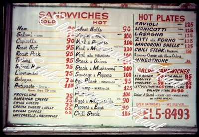 Sandwich Shop Menu Cafe 35mm Slide 1970s