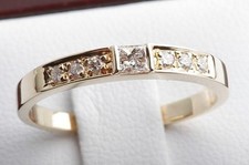 Ring mit Prinzess Diamant und Brillanten 0,21ct 585 14K Gelb Gold #