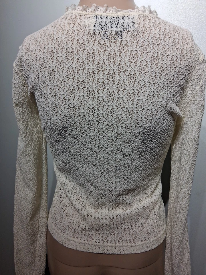 Anna Molinari Cream Lace Blouse Long Sleeve Size IT 40 US S - Image 4 of 4