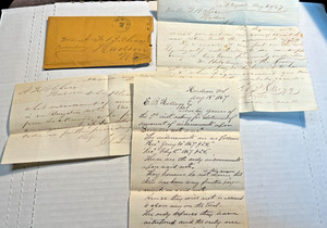 Lot of 3 Hudson NY Signed Handwritten Letters from August 1867 + Envelope