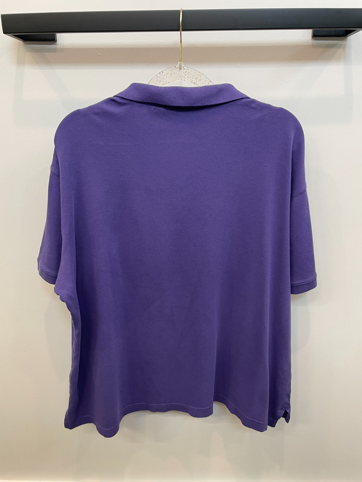 Eddie Bauer Polo Shirt Men L Purple Cotton Orange Logo Short Sleeve Casual Boxy thumbnail 2