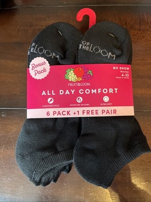 Fruit Of The Loom All Day Comfort No-Show Size 4 To 10 Seven Pairs Socks